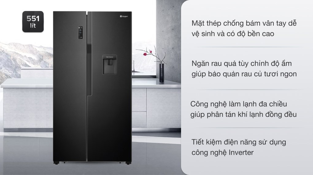 Tủ lạnh Casper Inverter 551 lít RS-575VBW