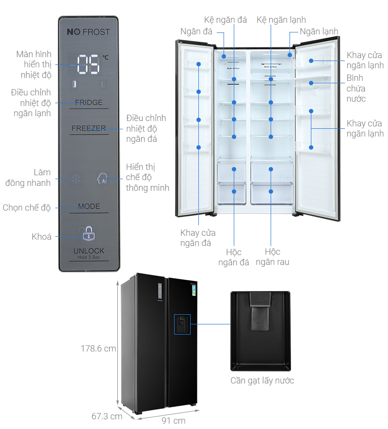 Tủ lạnh Casper Inverter 550 lít RS-570VBW