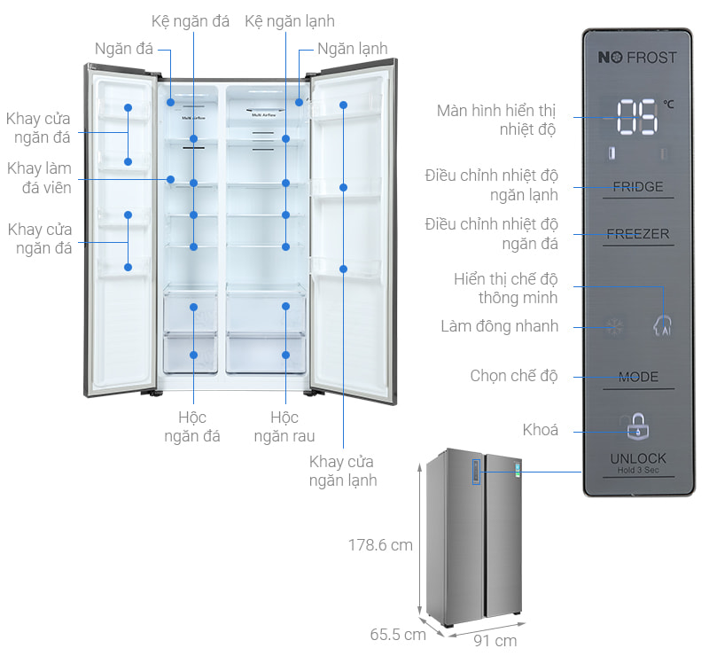 Tủ lạnh Casper side by side 552 lít RS-570VT