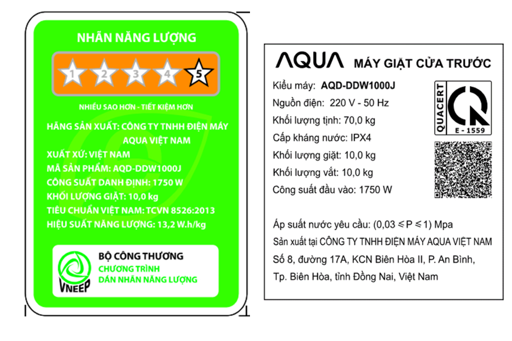 Máy giặt Aqua Inverter 10 kg AQD-DDW1000J BK