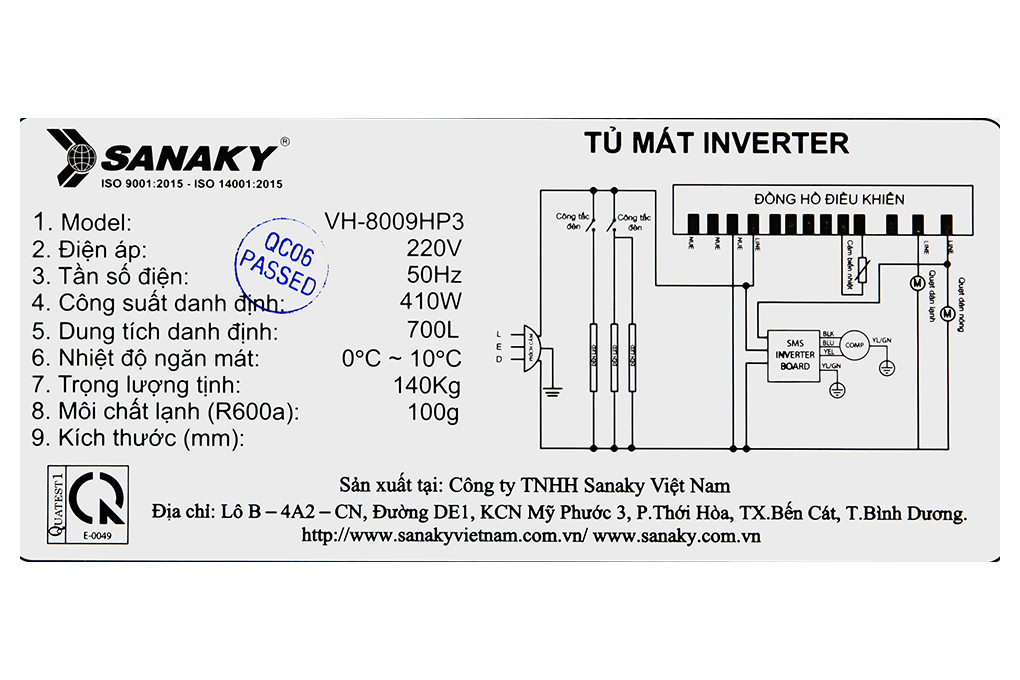 Tủ Mát SANAKY 700 Lít VH 8009HP3