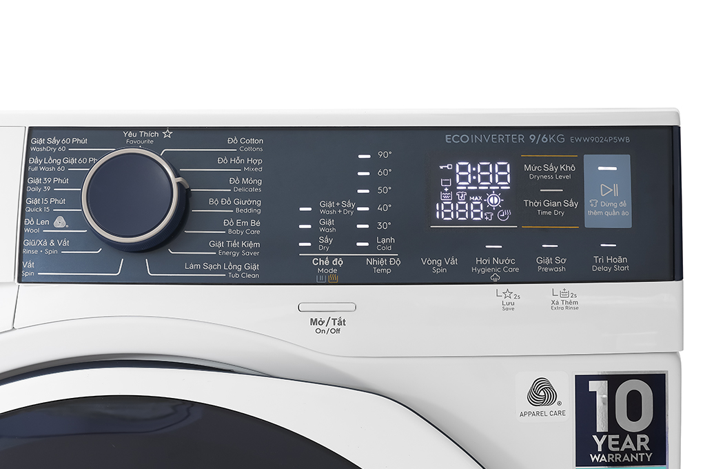Máy giặt sấy Electrolux Inverter giặt 9 kg - sấy 6 kg EWW9024P5WB