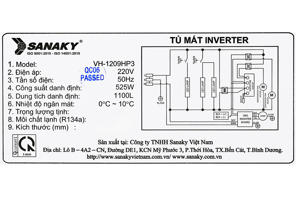 Tủ mát Sanaky Inverter 1100 lít TM.VH1209HP3