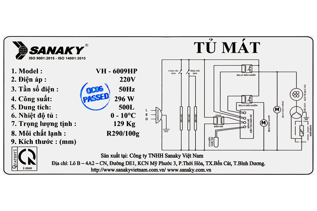 Tủ mát Sanaky 500 lít VH-6009HP