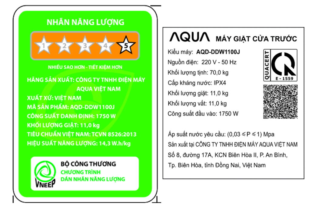 Máy giặt Aqua Inverter 11 kg AQD-DDW1100J BK