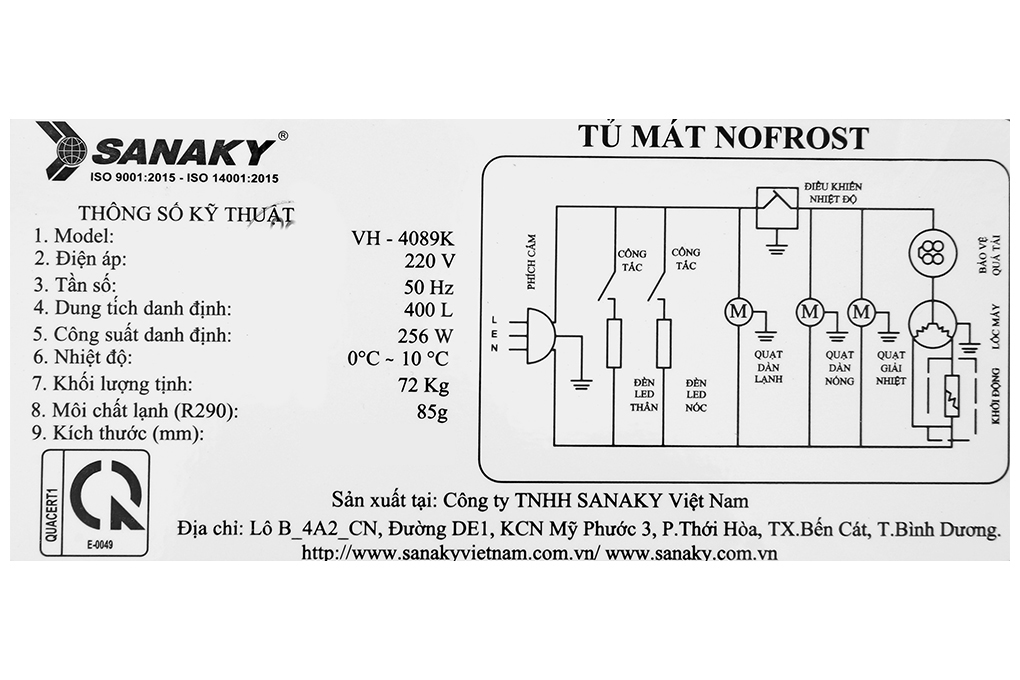 Tủ mát Sanaky 400 lít VH-4089K